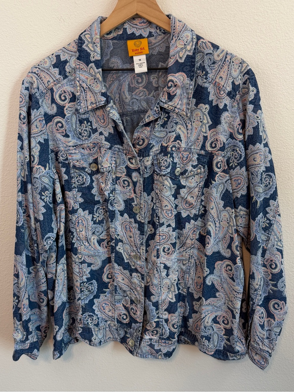 Ruby Rd. Paisley Button-Front Shirt Jacket - Picture 2 of 8